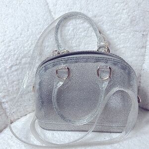 GLITTER SPARKLY SILVER OPAQUE MINI HANDBAG